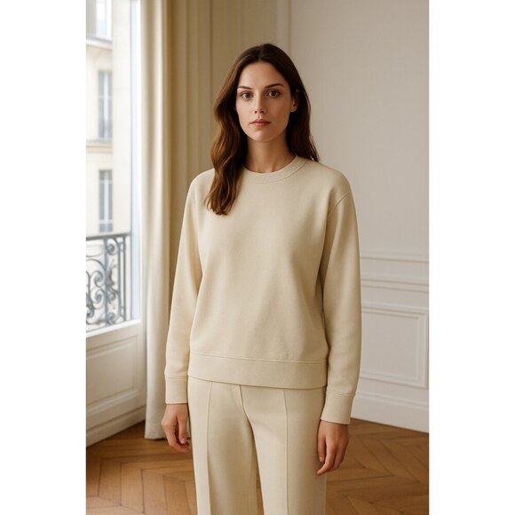 H&M Women's Ivory Cream Long Sleeve Oversized Pullover Casual Shirt Small - Picture 1 of 5